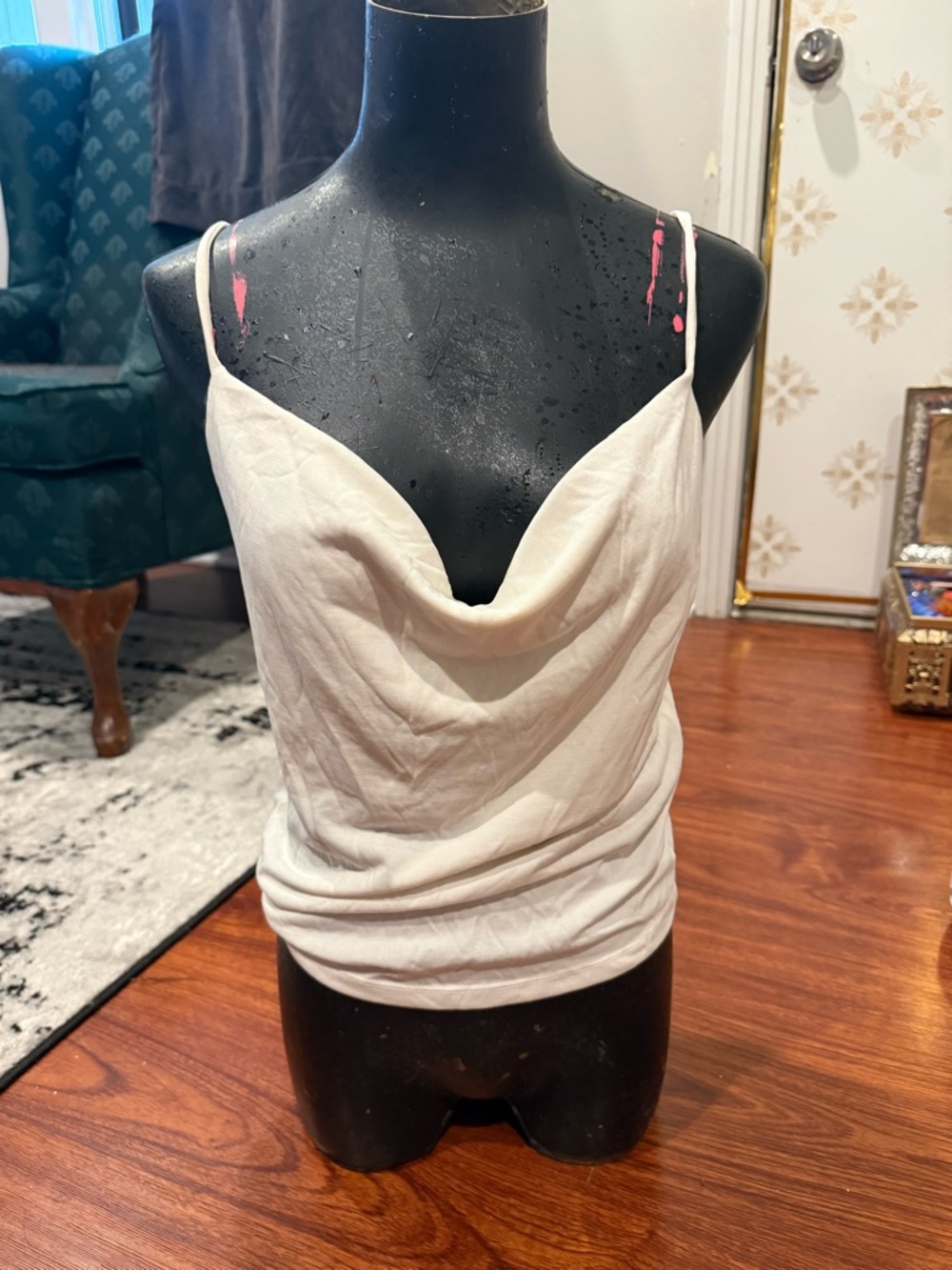 Forever 21 Cream Cowl Neck Satin-Look Camisole